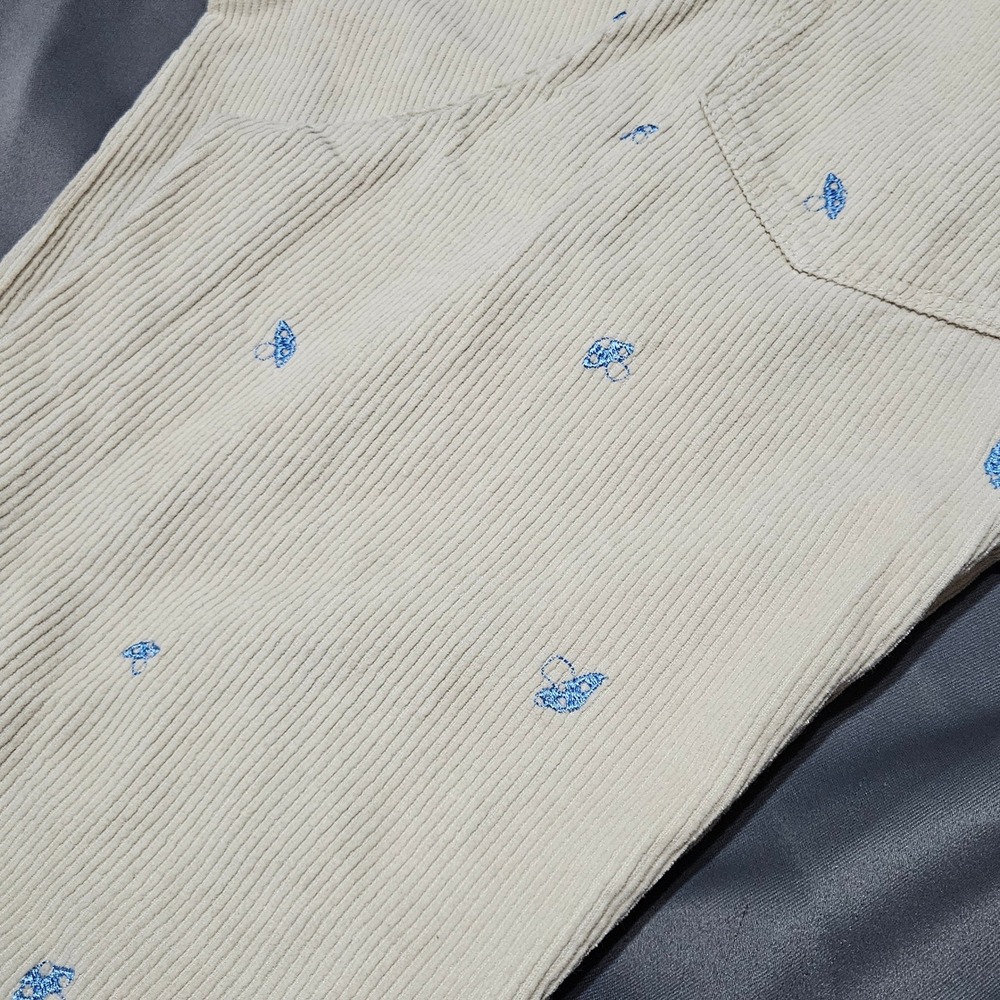 PacSun 90s Boyfriend Tan Corduroy Mushroom Embroidered Pants Womens 27 fairy - Picture 7 of 7